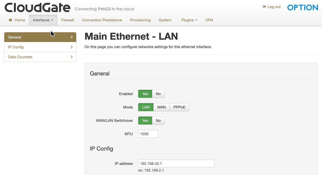 Réglages de l'interface Ethernet locale