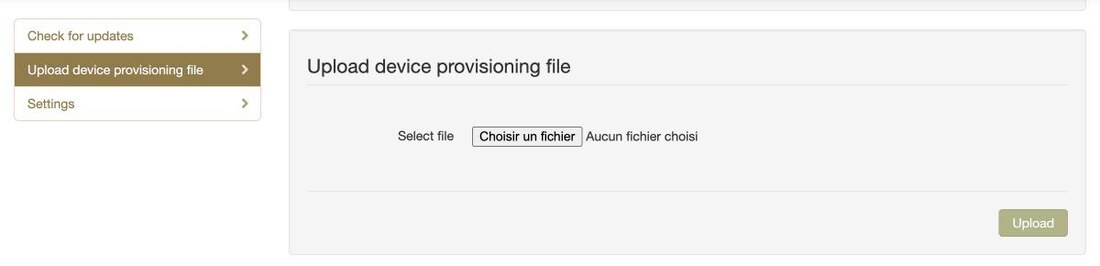 Téléversement d'un fichier de configuration